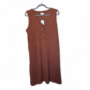 J. Jill Sleeveless Rust Dress Size Petite XL with Button Detail Boho Loungewear